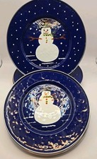Vtg. Enamel Plates Snowman
