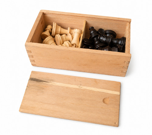 Vintage wooden chess set - wooden,