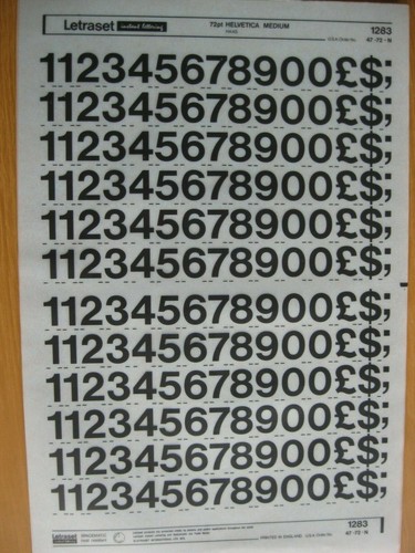 Letraset numbers - .,1,