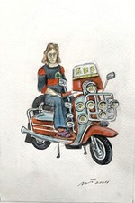 Northern Soul; "SKF Scooter Boy",  A signed, original water colour painting