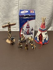 Schleich - 6x Figures 2x Horse & Totem Pole, Le Toy Van Teepee - Native American