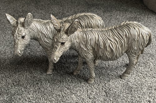 Donkeys statue silver colour - donkeys,