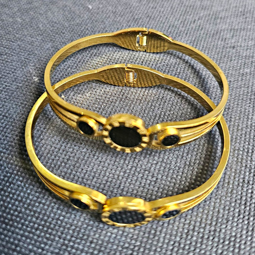 Gold plated hinged bangle - plated,