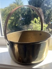 Antique VTG Heavy Brass Jam Preserving Pan with Brass Handle – 23cm x 26cm