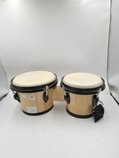 Bongo set Performance Percussion Two drums in Natural Wood With Drum tuning key