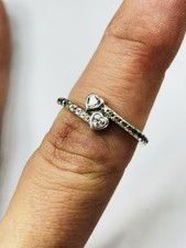 Pandora 56 silver ring UK size O with white cz