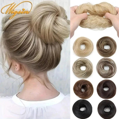Curly messy hair bun piece - curly,
