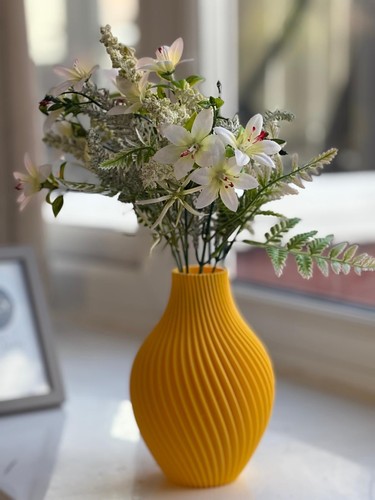 Golden yellow decorative vase - golden,