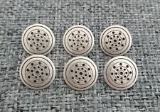 6 x Silver Tone 14mm Vintage Metal Shank Buttons Waistcoat Blazer Cardigan