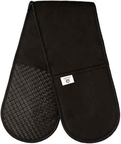 Black double oven gloves heat - double,