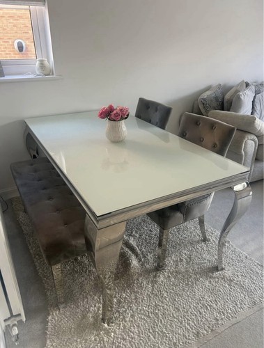 Glass dining table and chair - glass,
