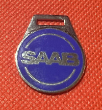 SAAB -  ENAMEL KEY RING FOB -  MELSOM 1970'S - NEW OLD STOCK