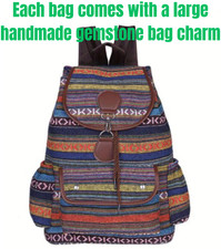 Large Multicolour Striped Patterened Boho Festival Womens Mens Backpack Rucksack