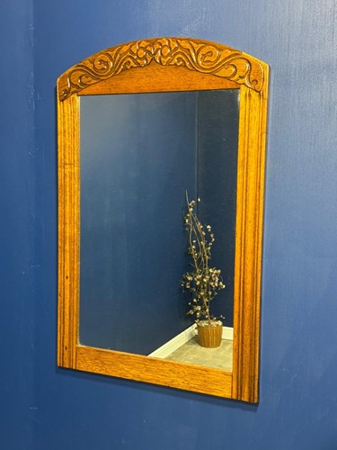 Antique art deco oak mirror - antique,