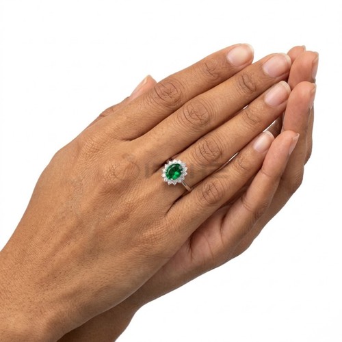 Oval green stone bridal - oval,