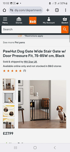 Black metal dog gate - black,