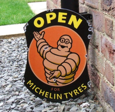 Michelin Enamel Sign - Service Workshop Sales Open for Tyres Dunlop Goodyear etc