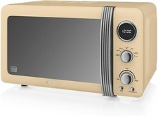 Swan SM22030CN Retro Digital 20L Microwave 800W Freestanding Countertop - Cream