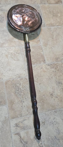 Antique copper bed warming pan - antique,