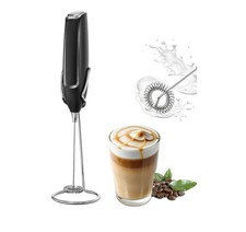 Powerful Milk Frother for Coffee With Stand Fast Handheld Drink Mixer, Battery