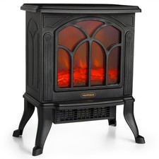 VonHaus Electric Stove Heater 1500W Indoor Fireplace Log/Wood Burner LED Flame