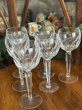 SET OF 6 WATERFORD CRYSTAL HOCK/WINE GLASSES “SHEILA” PATTERN SIGNED