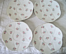 4 x SHELLEY LATE FOLEY TEA SAUCERS PINK ROSEBUDS *Spares/ Replacements*