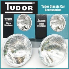 Classic Mini , Tudor 7" Halogen Headlamps Headlights with Pilot Sidelight