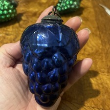 Vintage blue glass kugel - glass,