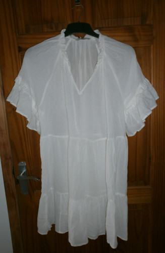 Semi sheer white - white, tiered
