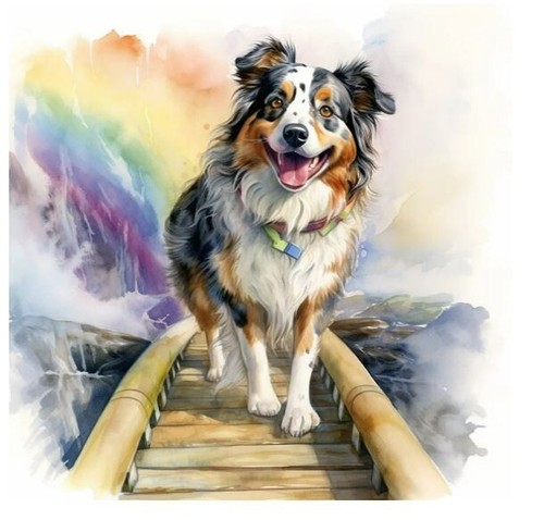 Watercolor australian shepherd - australian,