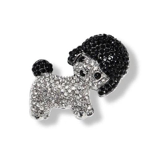 Poodle rhinestone brooch - rhinestone,