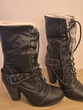 Versatile Black Faux Sherpa Pixie Boots
