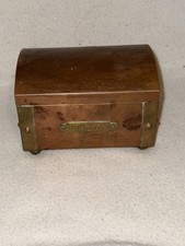 RETRO COPPER TEA CADDY CHEST WITH BALL FEET