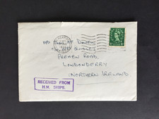 GB 1955 RECEIVED FROM H.M. SHIPS BOXED CACHET ON COVER TO LONDONDERRY + LETTER