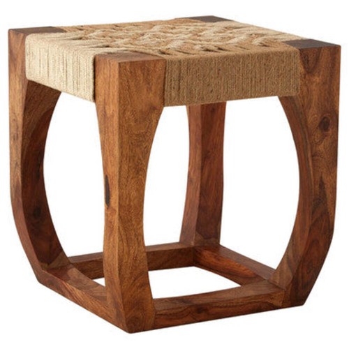 Sheesham wood and jute stool - wood, |