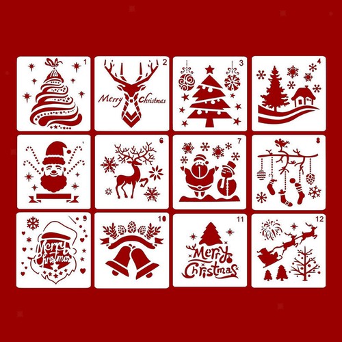 12pcs christmas stencils - christmas,
