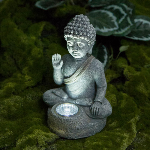 Grey stone effect buddha - buddha, solar