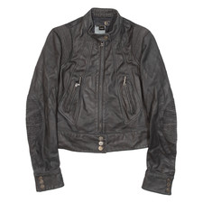 JUST CAVALLI Cropped Womens Biker Jacket Black XS