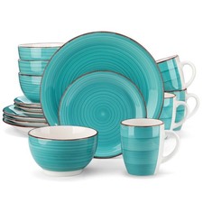 vancasso BELLA 16 Piece Dinner Set Stoneware Turquoise Plate Bowl Service for 4