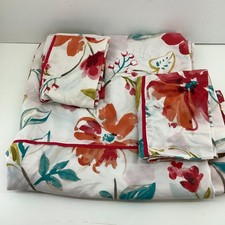 Luxury Double Duvet Cover Set Floral Watercolour Red Green Cotton Blend size