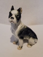 Muscley Mean Looking Black And White Boxer Type Dog Ornament