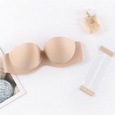 Strapless Padded Push Up Bra Clear Back Straps Bras Wedding Party Invisible Bra