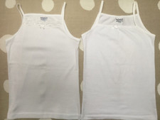 BNW/oT Katamino 2 x White Cotton Camisole Vests Age 11-12