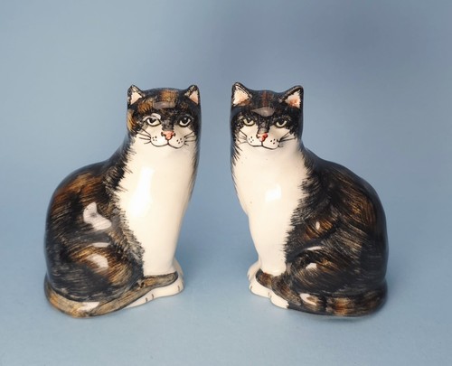 Pair cat figurines ceramic - cat,
