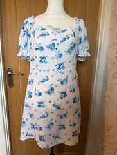 Zara White Blue Floral Mini