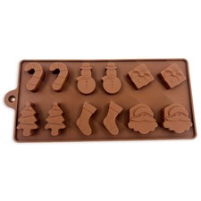 Christmas Santa Chocolate Silicone Mould Cake Tree Snowman Stocking Baking Icing