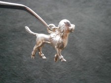 Large Standard Poodle Dog Vtg 1940 Heavy Solid Sterling Silver Charm Pendant 10g