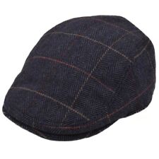 Tweed Flat Cap Navy Blue Fully