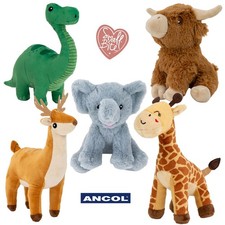 Dog Toy Xmas Gift Animal Soft Ancol Squeak Plush Puppy Comforter Cow Deer Dino